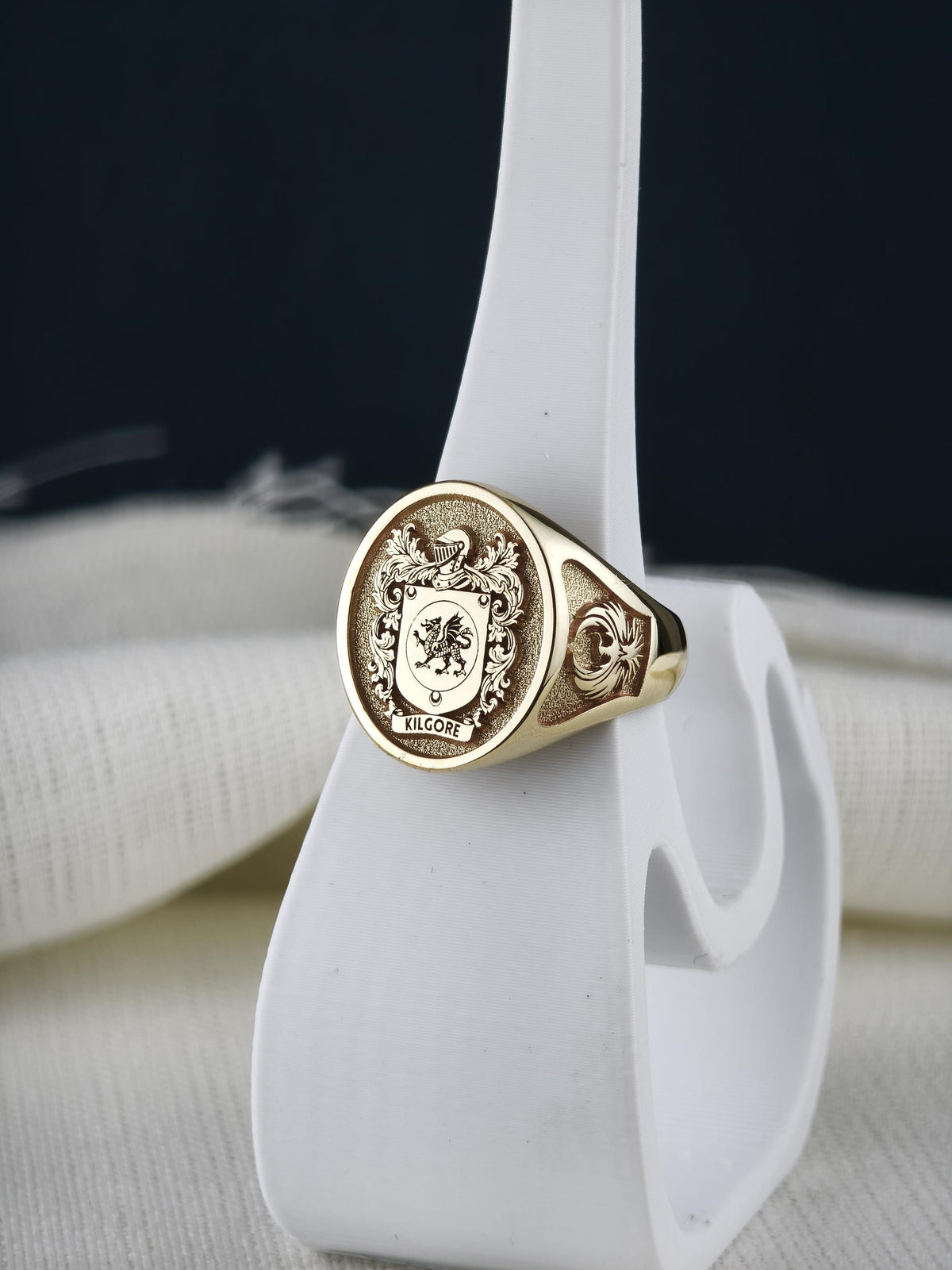 Custom Coat of Arms Signet Ring, Personalized Family Crest, Engraved Heirloom Gift for Husband