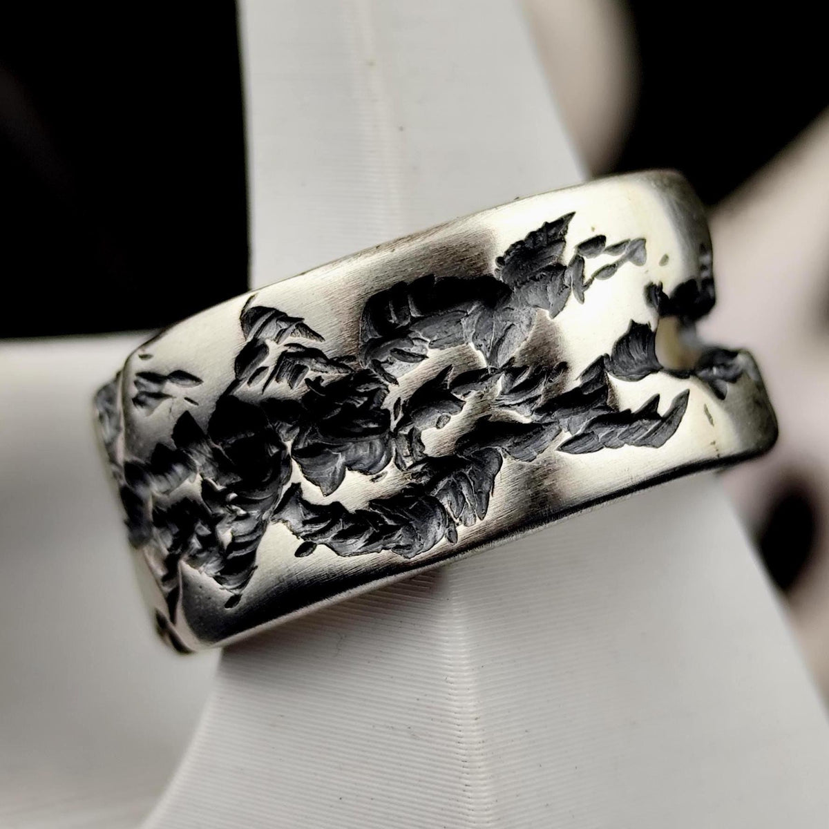 Oxidized Silver Ring, Organic Textured Band, Rustic Unisex Jewelry