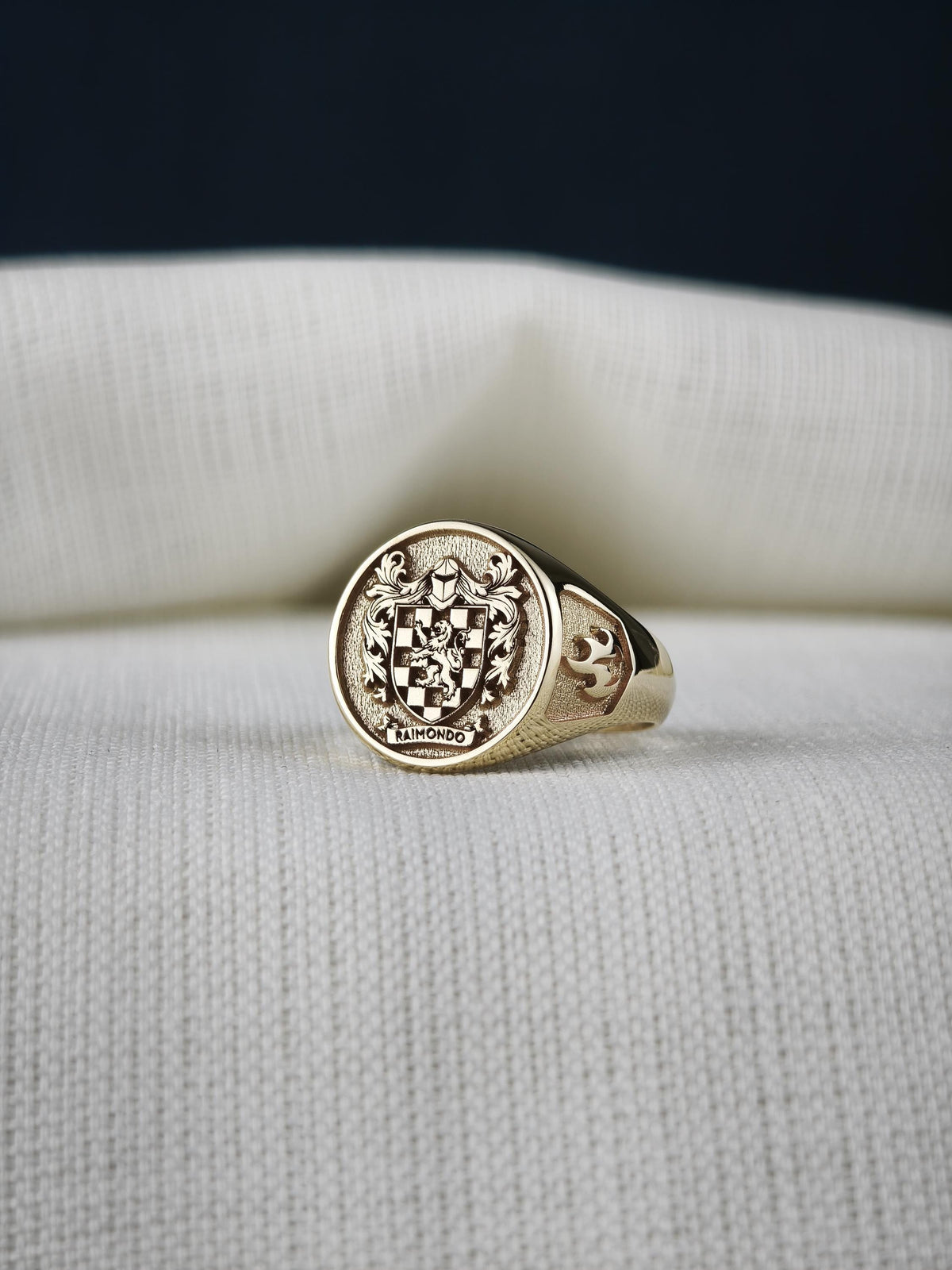 Personalized Family Crest Ring, Custom Coat of Arms Signet, Sterling Silver Gift for Husband