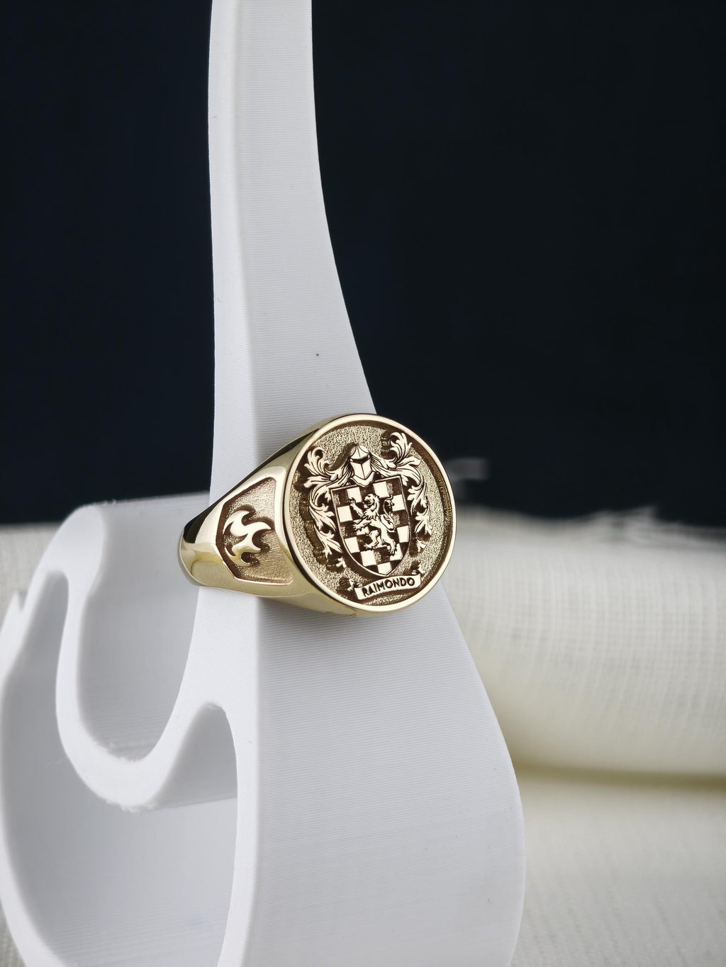 Personalized Family Crest Ring, Custom Coat of Arms Signet, Sterling Silver Gift for Husband