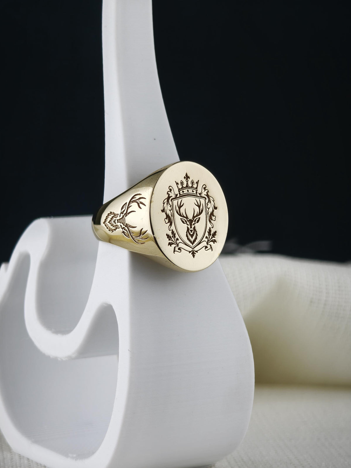 Personalized Heraldic Crest Signet Ring, Sterling Silver or Gold, Custom Family Coat of Arms