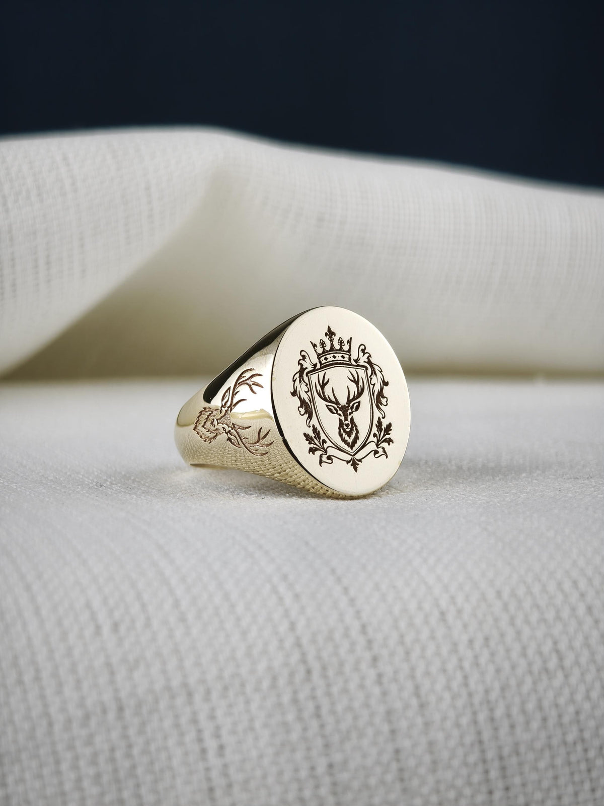 Personalized Heraldic Crest Signet Ring, Sterling Silver or Gold, Custom Family Coat of Arms