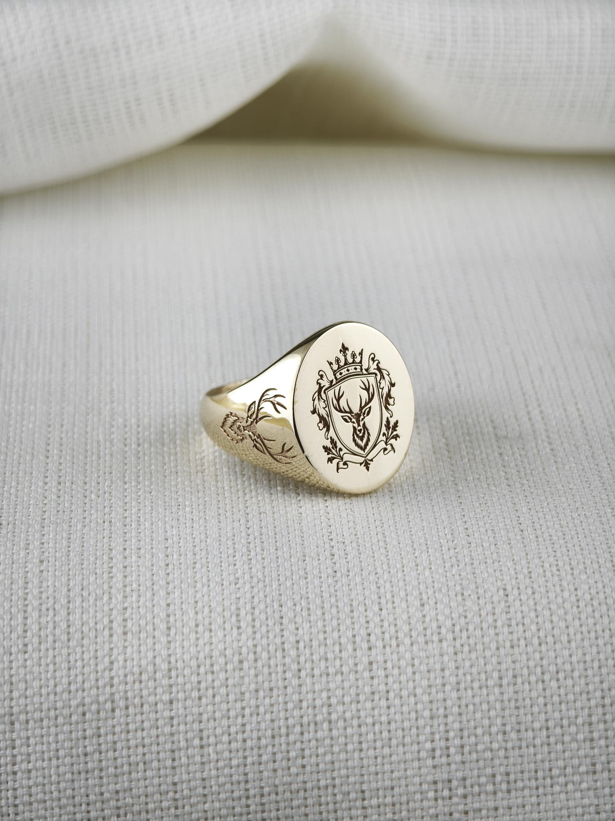 Personalized Heraldic Crest Signet Ring, Sterling Silver or Gold, Custom Family Coat of Arms
