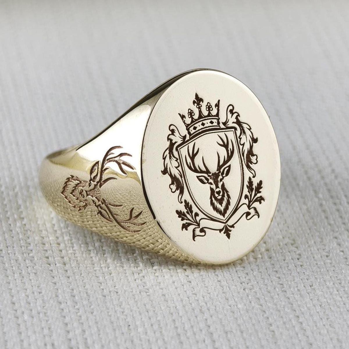Personalized Heraldic Crest Signet Ring, Sterling Silver or Gold, Custom Family Coat of Arms