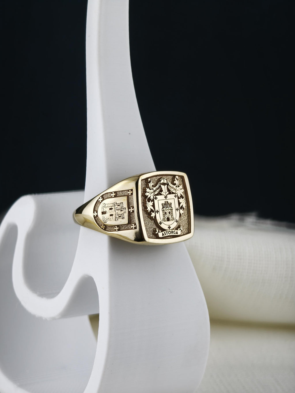Custom Family Crest Signet Ring, Sterling Silver or Gold, Heraldic Coat of Arms (Personalized)