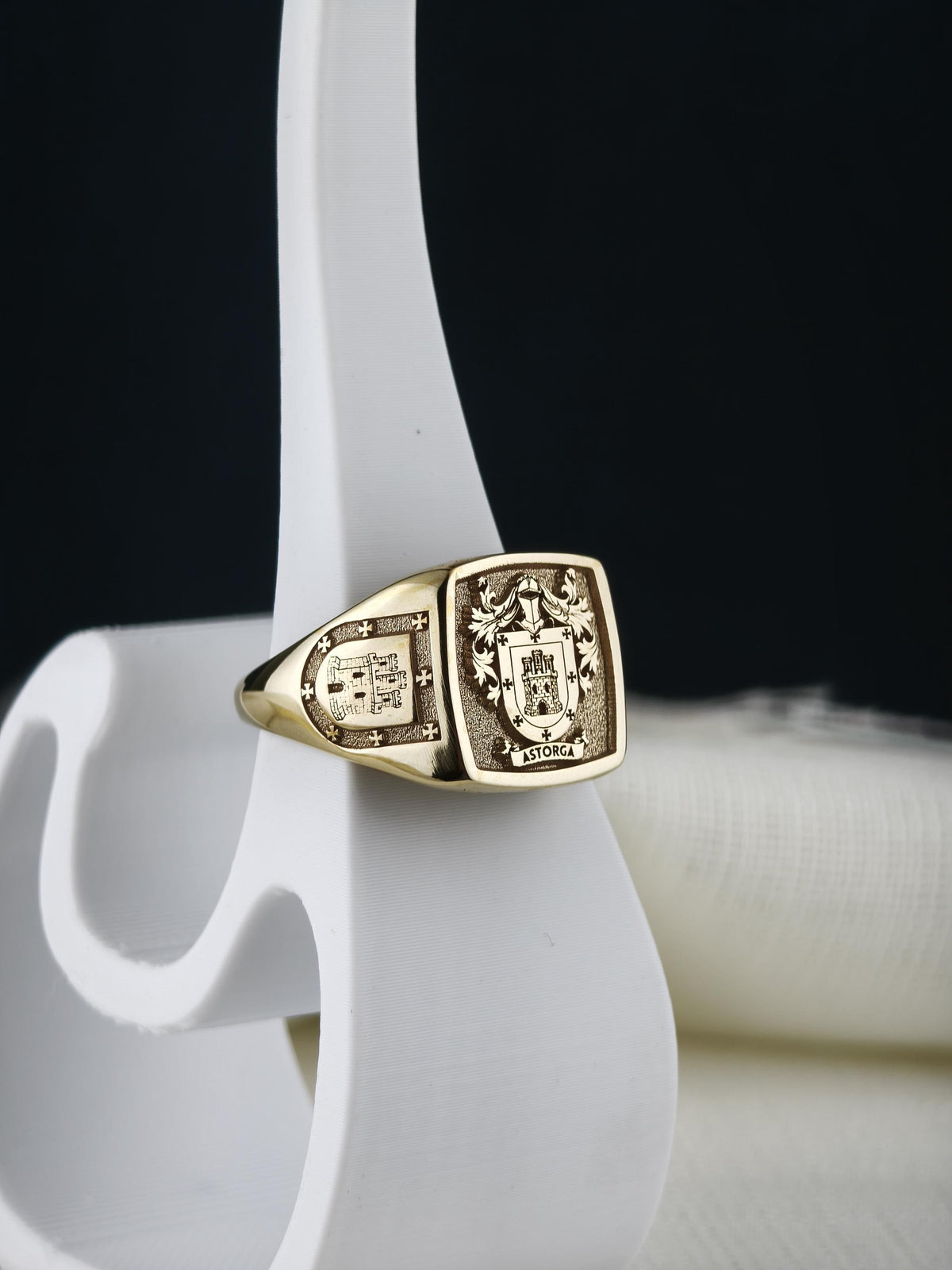 Custom Family Crest Signet Ring, Sterling Silver or Gold, Heraldic Coat of Arms (Personalized)