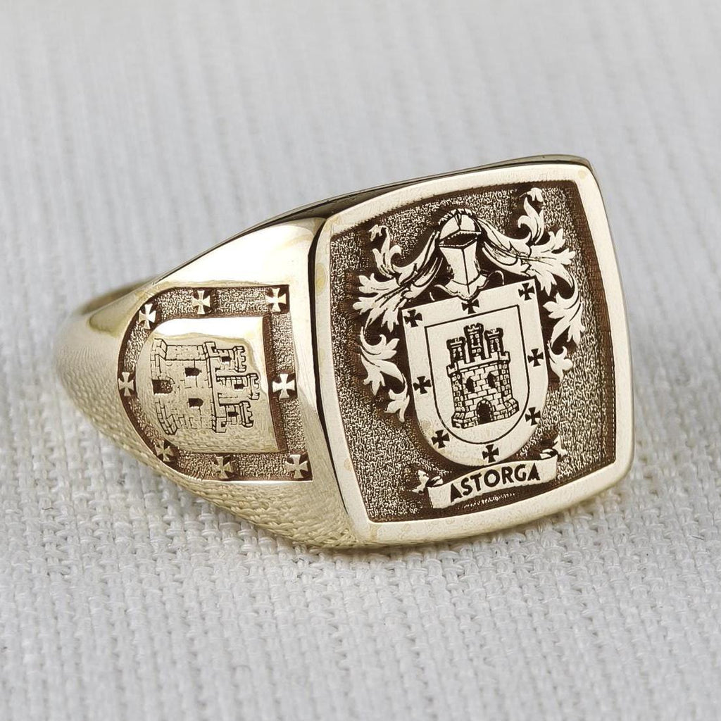 Custom Family Crest Signet Ring, Sterling Silver or Gold, Heraldic Coat of Arms (Personalized)