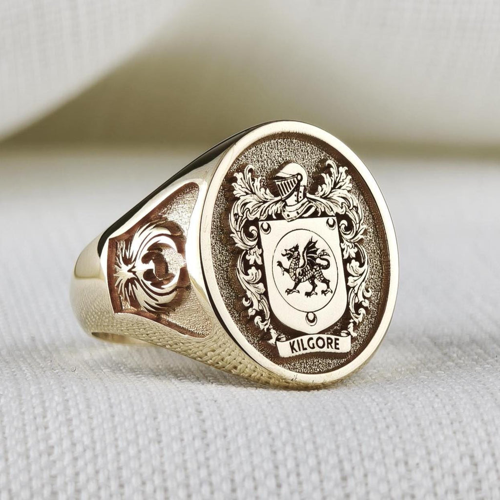 Custom Coat of Arms Signet Ring, Personalized Family Crest, Engraved Heirloom Gift for Husband