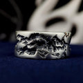 Brutalist Silver Ring, Oxidized Wide Band, Rugged Men's Jewelry