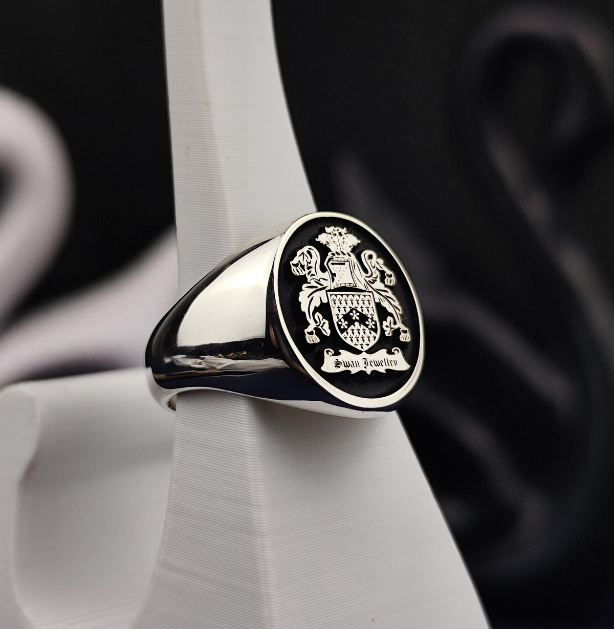 Custom Family Crest Ring, Engraved Coat of Arms Signet, Personalized Heritage Gift for Him