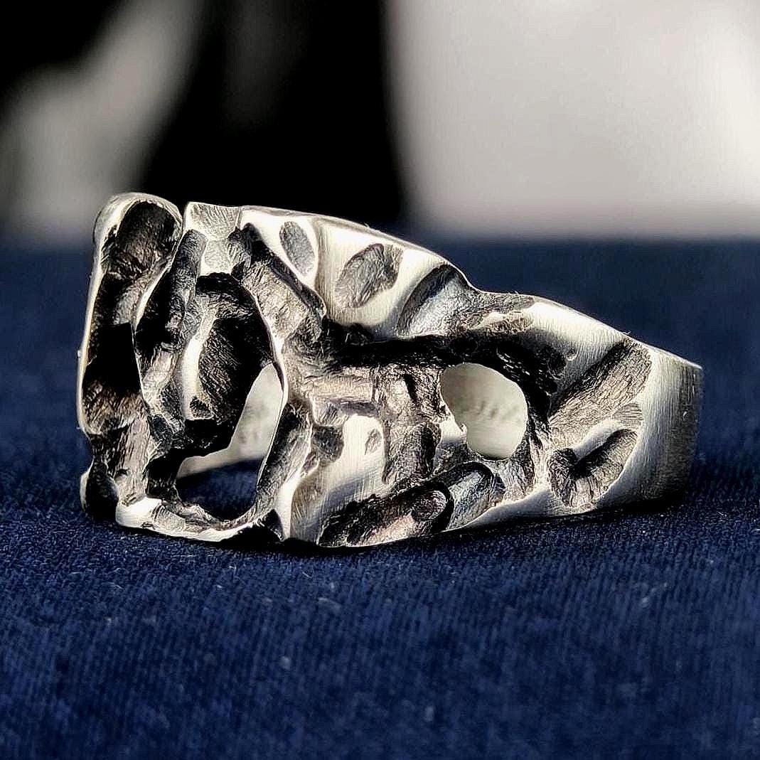 Chunky Sterling Silver Ring for Men, Brutalist Organic Band