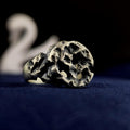 Oxidized Silver Ring, Molten Rock Crater Band, Brutalist Unisex Jewelry
