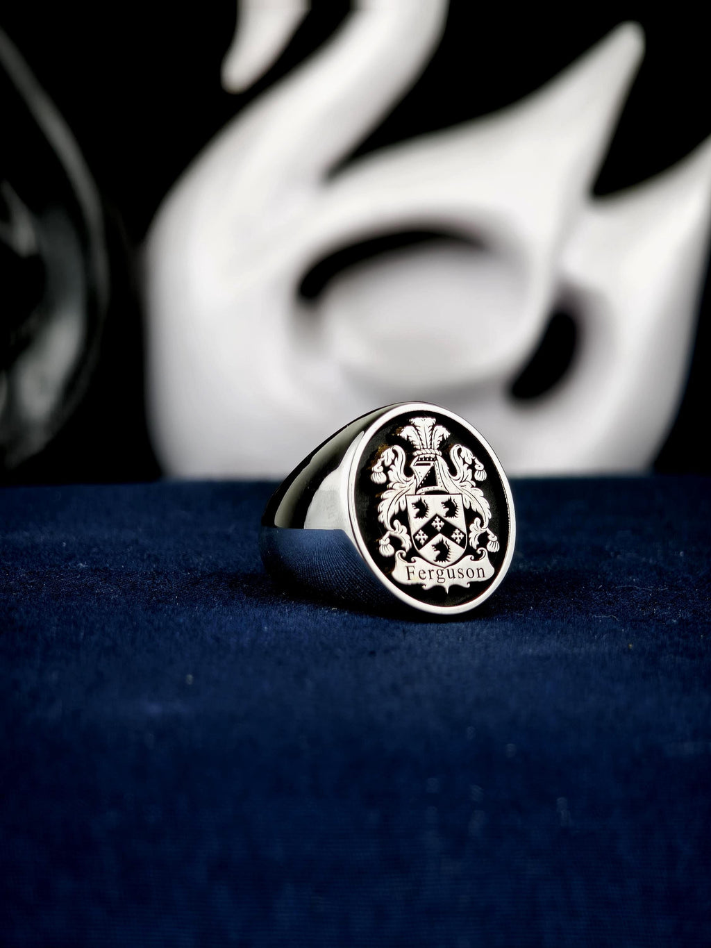 Family Crest Ring, Custom Oval Coat of Arms Signet, Sterling Silver or Gold Options