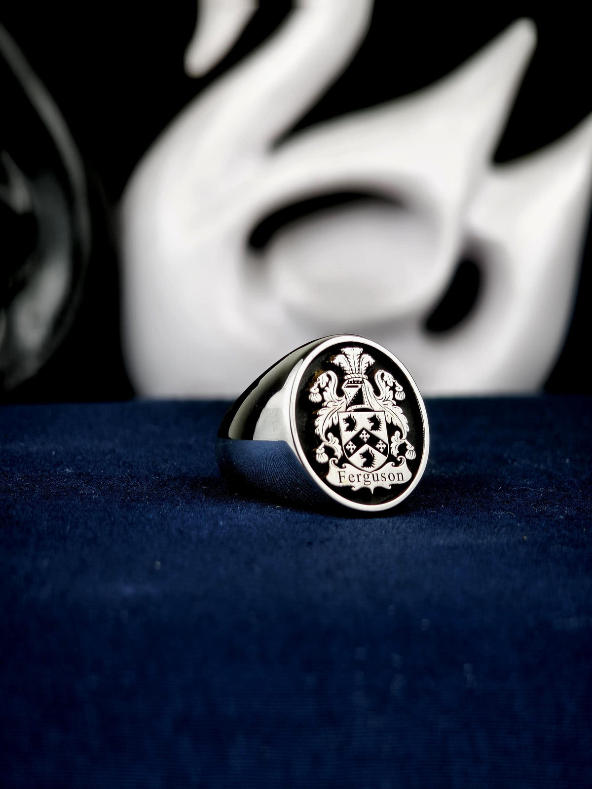 Family Crest Ring, Custom Oval Coat of Arms Signet, Sterling Silver or Gold Options