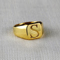 Square Initial Signet Ring, Personalized Single Letter in Sterling Silver or Gold