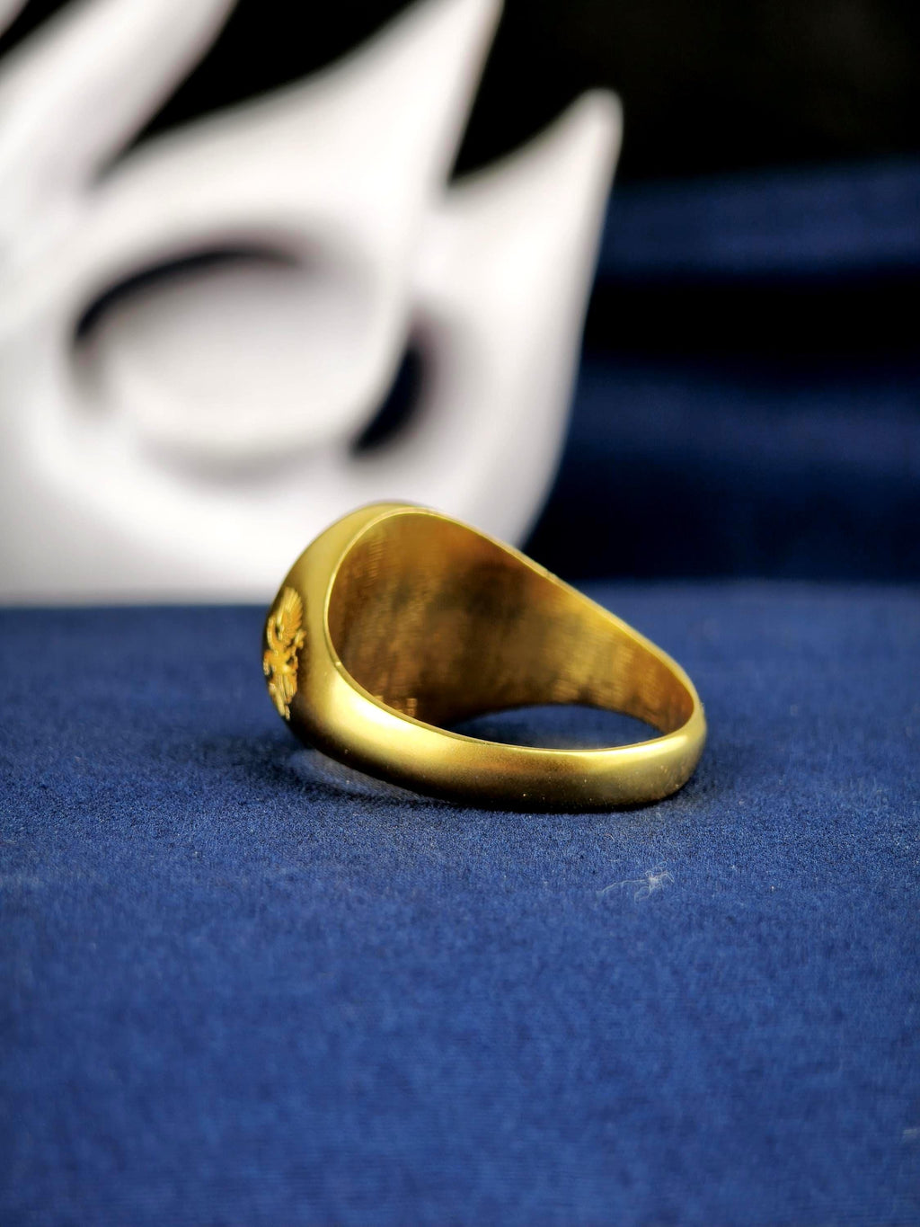 Family Crest Signet Ring, Custom Coat of Arms Engraving in Gold Vermeil