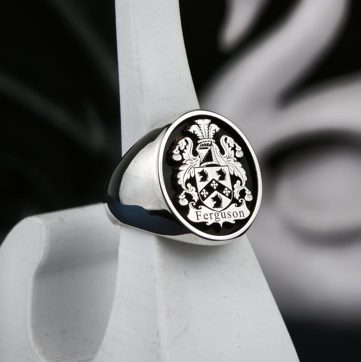 Family Crest Ring, Custom Oval Coat of Arms Signet, Sterling Silver or Gold Options