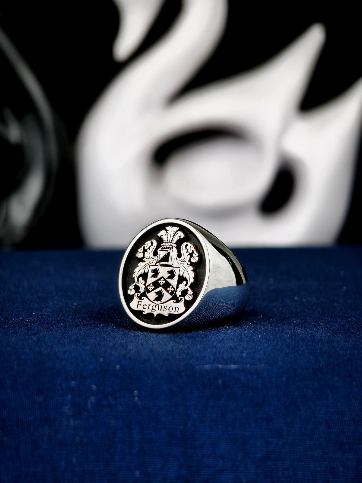Family Crest Ring, Custom Oval Coat of Arms Signet, Sterling Silver or Gold Options