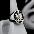Family Crest Ring, Custom Oval Coat of Arms Signet, Sterling Silver or Gold Options